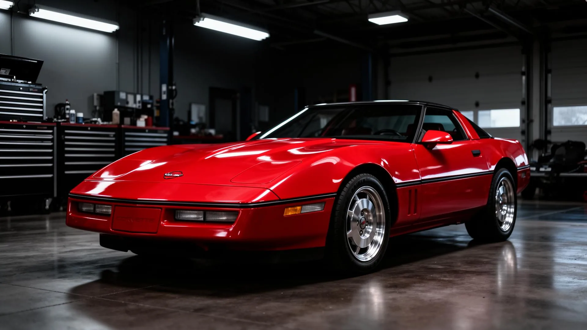 Restored 1989 Chevrolet Corvette in the Andrade Repair shop